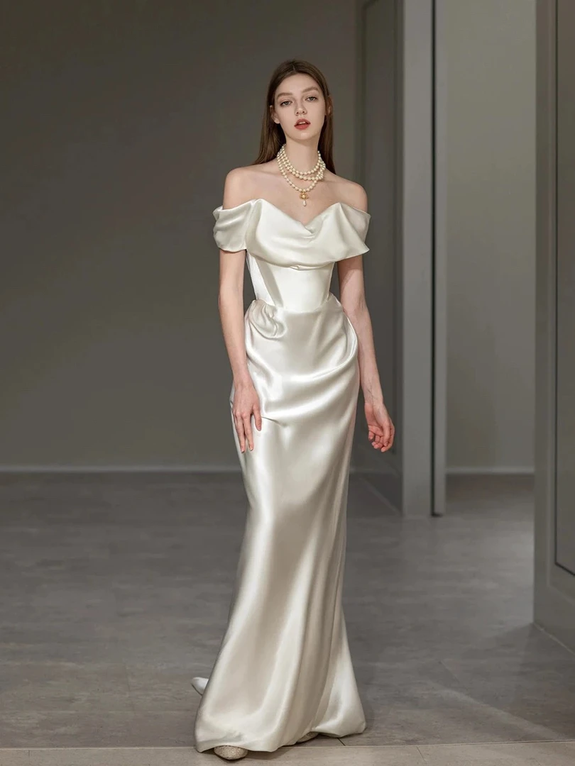 【蓓芙莉】高端大码遮手臂轻婚纱《西太后》敬酒服新娘宴会白色晚礼服