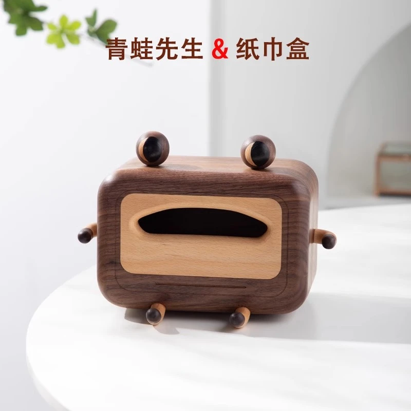 可爱纸巾收纳盒客厅家用抽纸盒胡桃木质木制酒店创意简约办公餐厅
