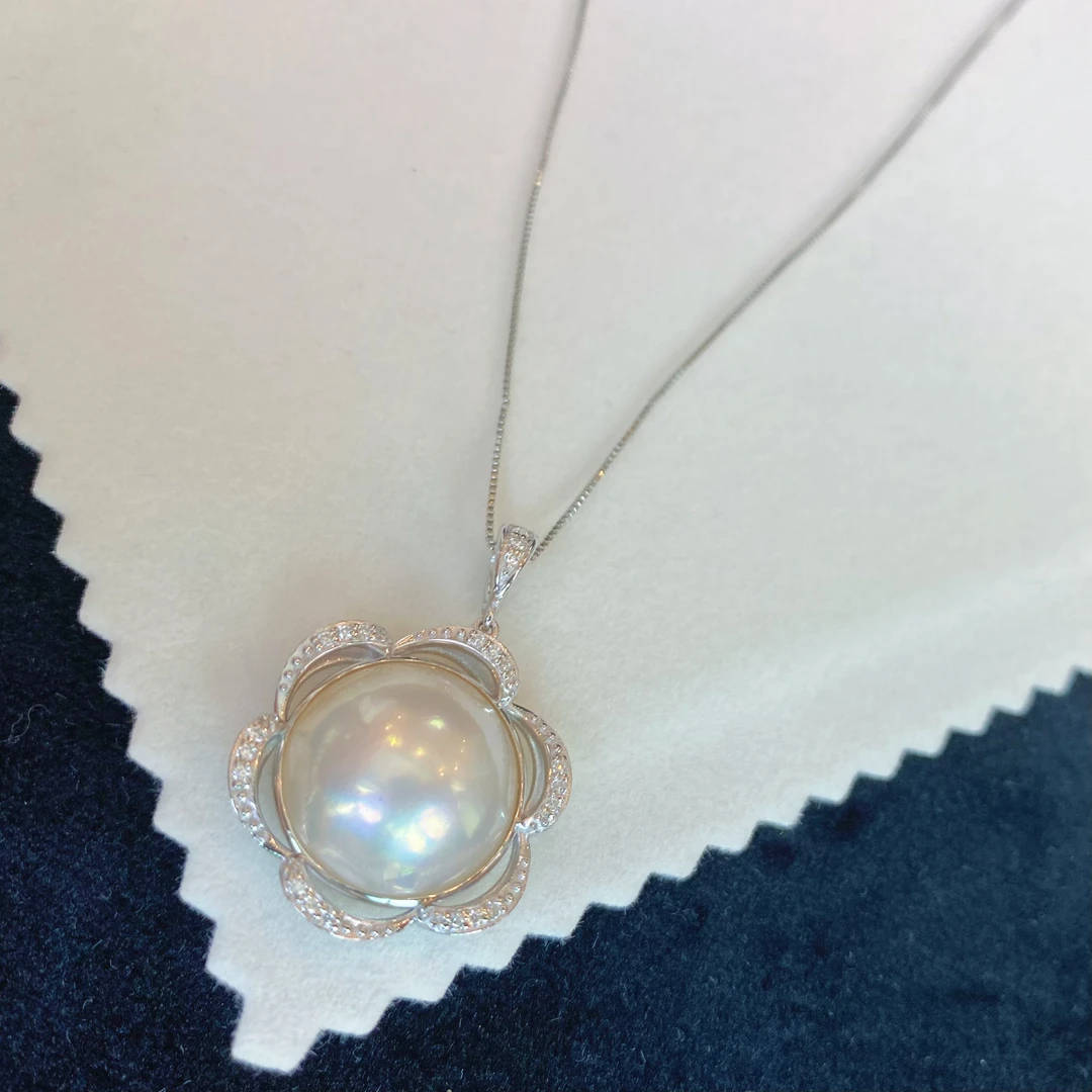 花开富贵马贝珍珠吊坠炫彩复古大尺寸毛衣链