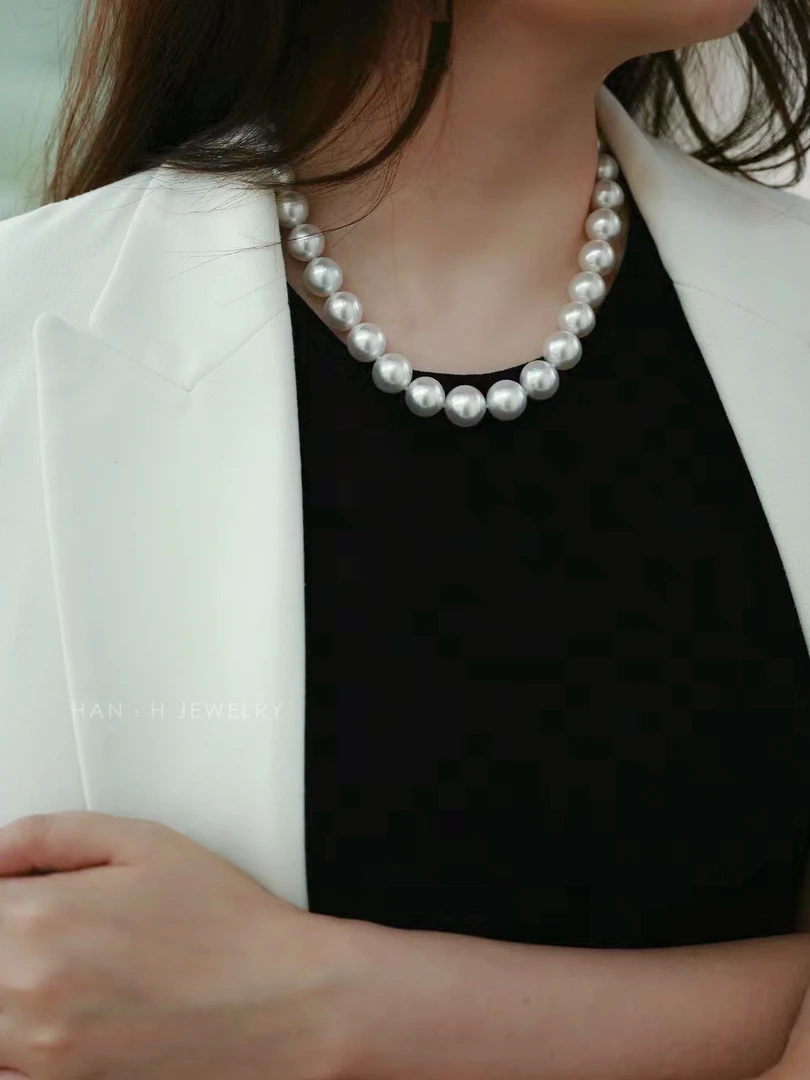 【凤凰】11-13.8mm澳白项链天然海水珍珠项链维纳斯真科研日本大证