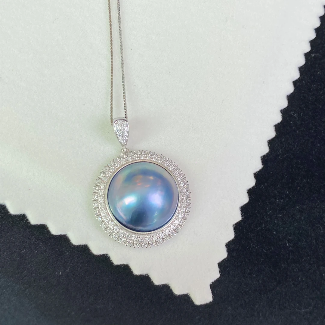 奢华款马贝珍珠吊坠正圆炫彩15-16mm