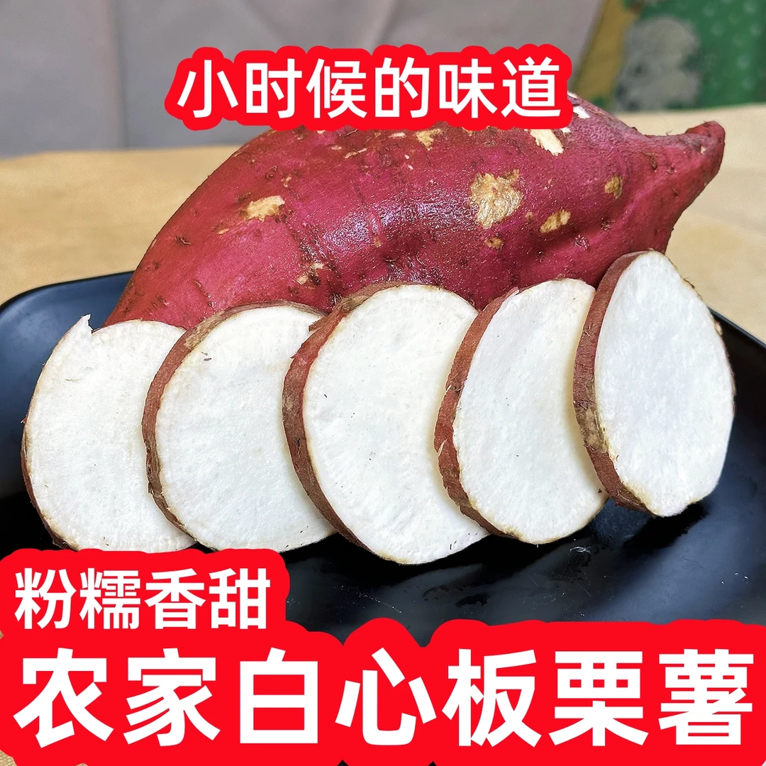 山东沙地皮薄白心板栗薯新鲜白薯白瓤地瓜红皮白心红薯番薯5斤
