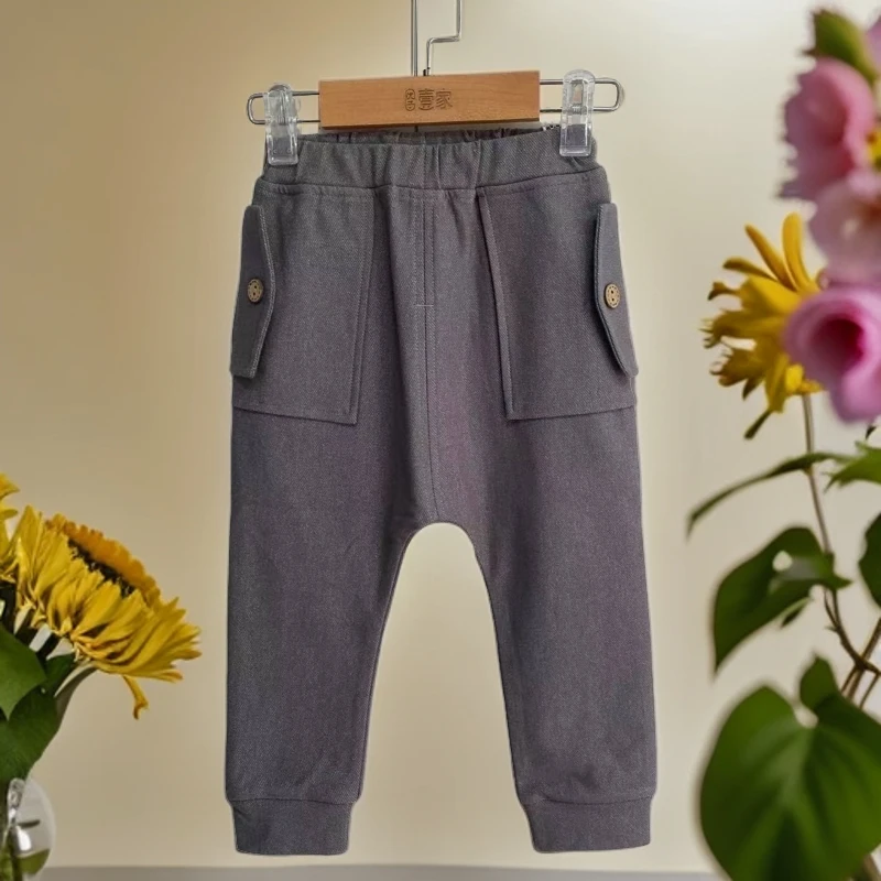 哎麻麻9011864哈伦工装长裤简约日韩痞帅个性潮牌男童装外出反季