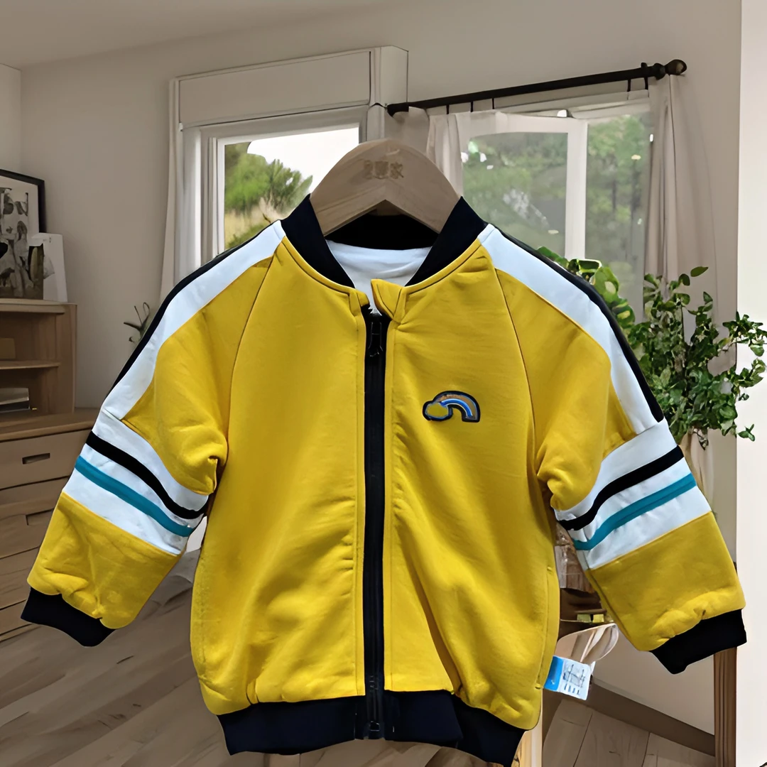 哎麻麻高品质6032508男童加绒休闲时尚针织棒球服外套秋款百搭