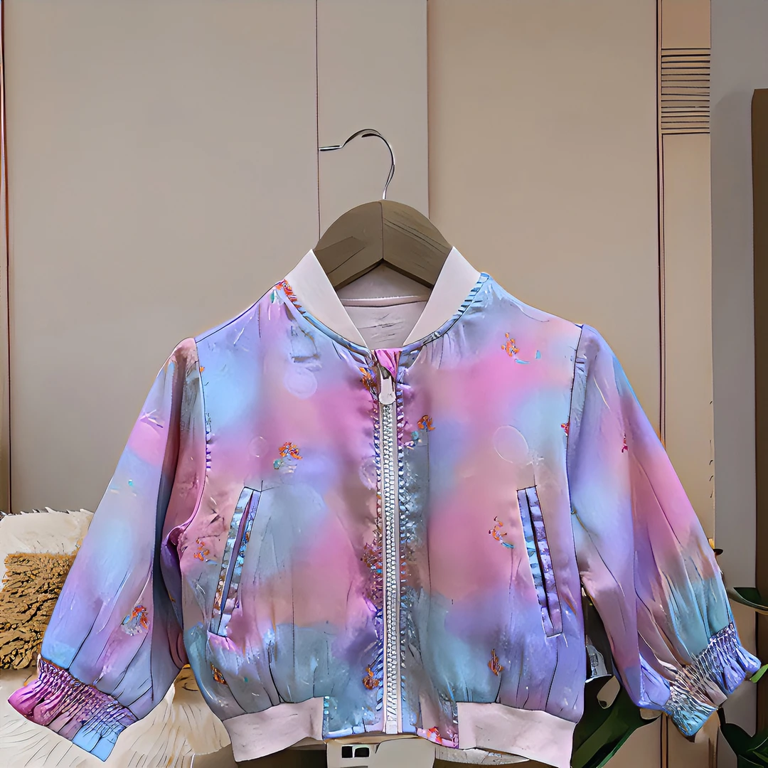 优儿宝贝1012503可爱超萌儿童衣服独特洋气时髦女童彩虹外套秋季