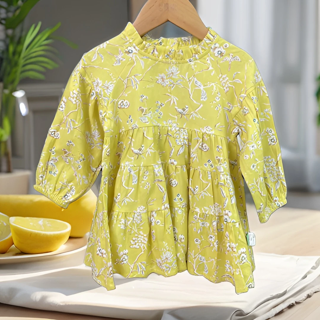 哎麻麻9012003女童全棉连衣裙独特洋气时髦妹妹童装简约甜美反季