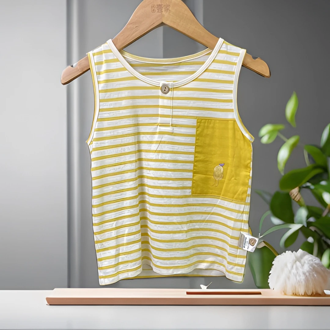 哎嘛嘛9021404背心男宝针织夏季条纹韩版全棉舒适时尚透气洋气