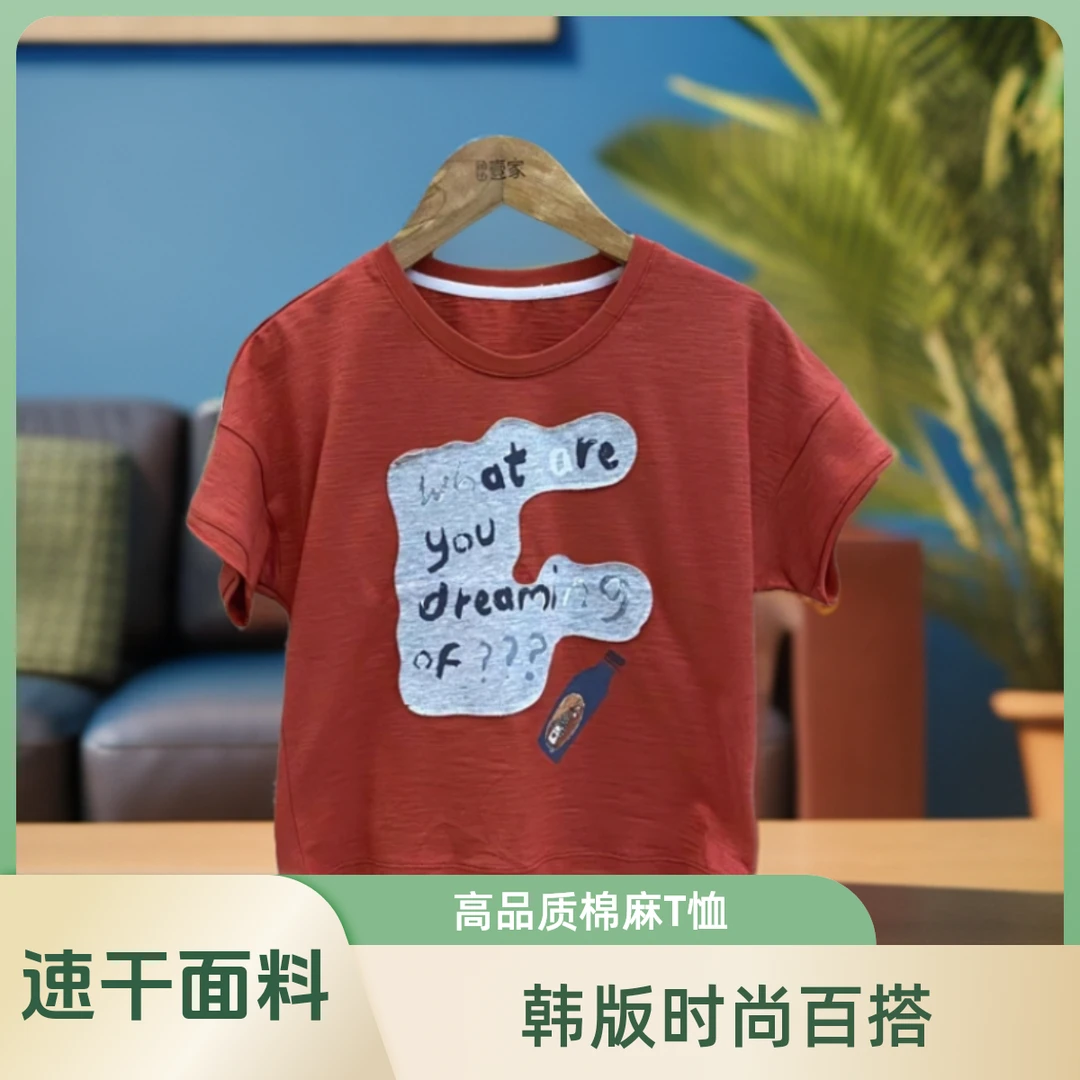 哎麻麻高品质9121165全棉A类针织棉麻T桖短袖韩版时尚百搭洋气