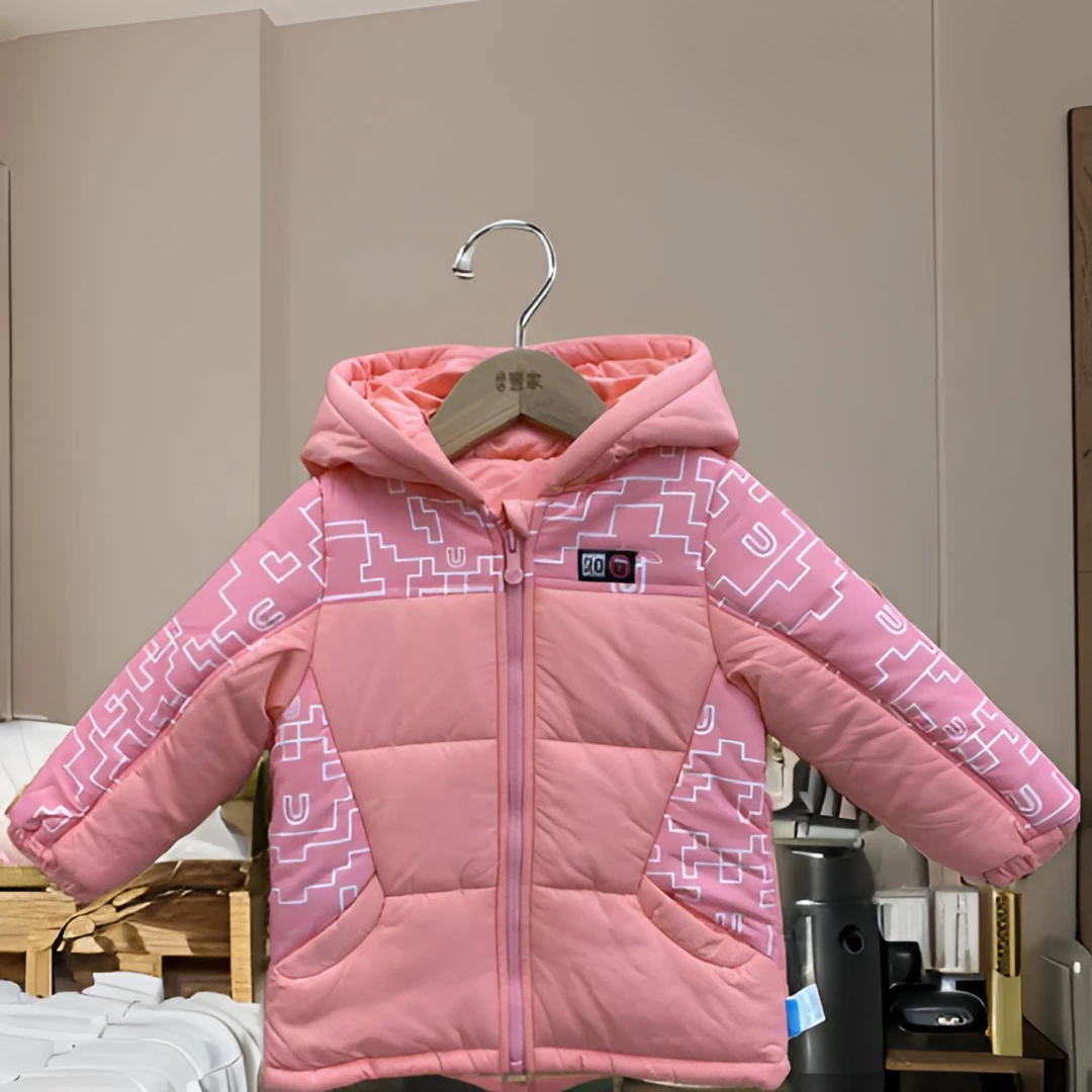 哎麻麻高品质女童6042602时尚加厚连帽棉服保暖女宝保暖百搭洋气