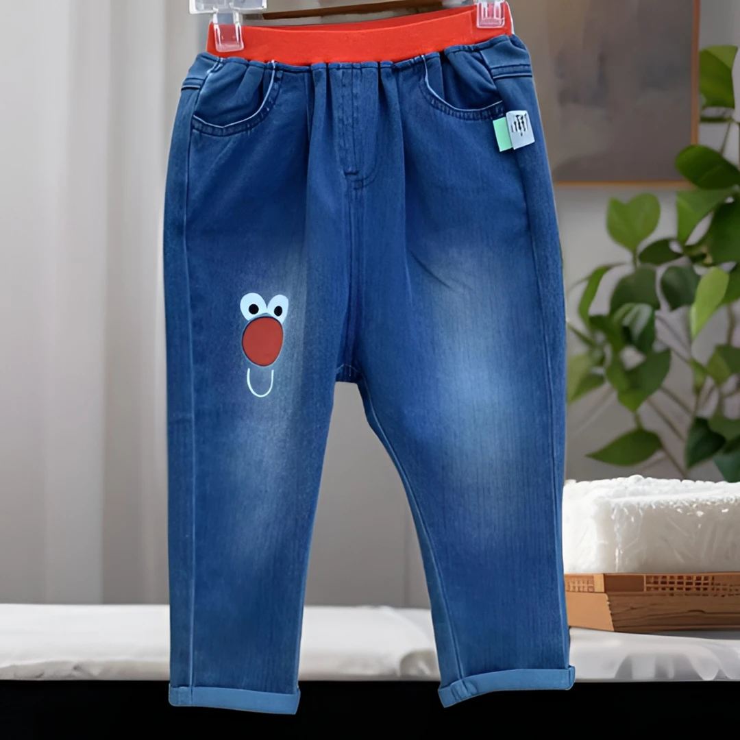 优儿宝贝1012824女童萝卜牛仔长裤新款时髦简约甜美 简约日韩童装