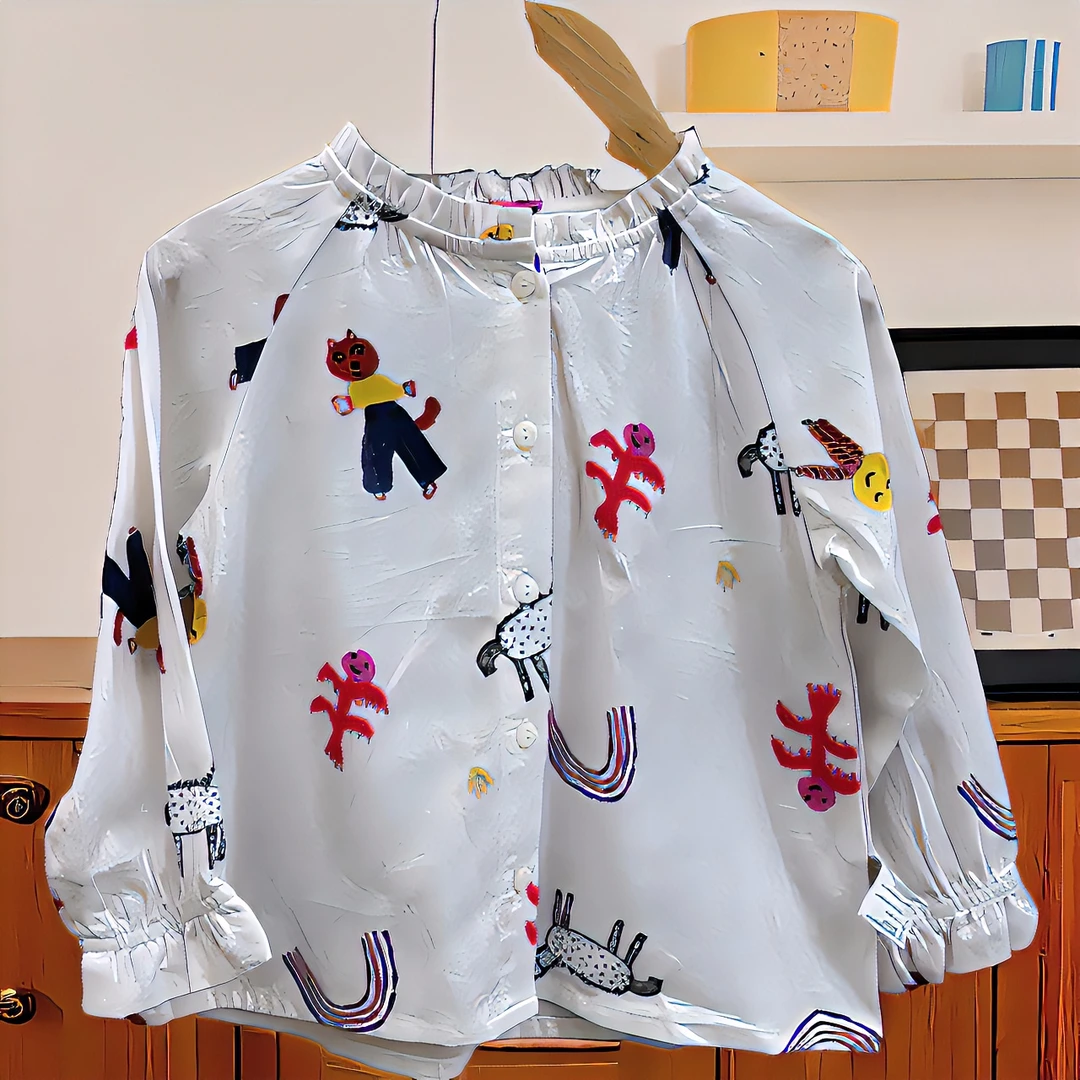 爱麻麻9112250女宝纯棉印花衬衫简约日韩100%纯棉A类童装宝宝衣服