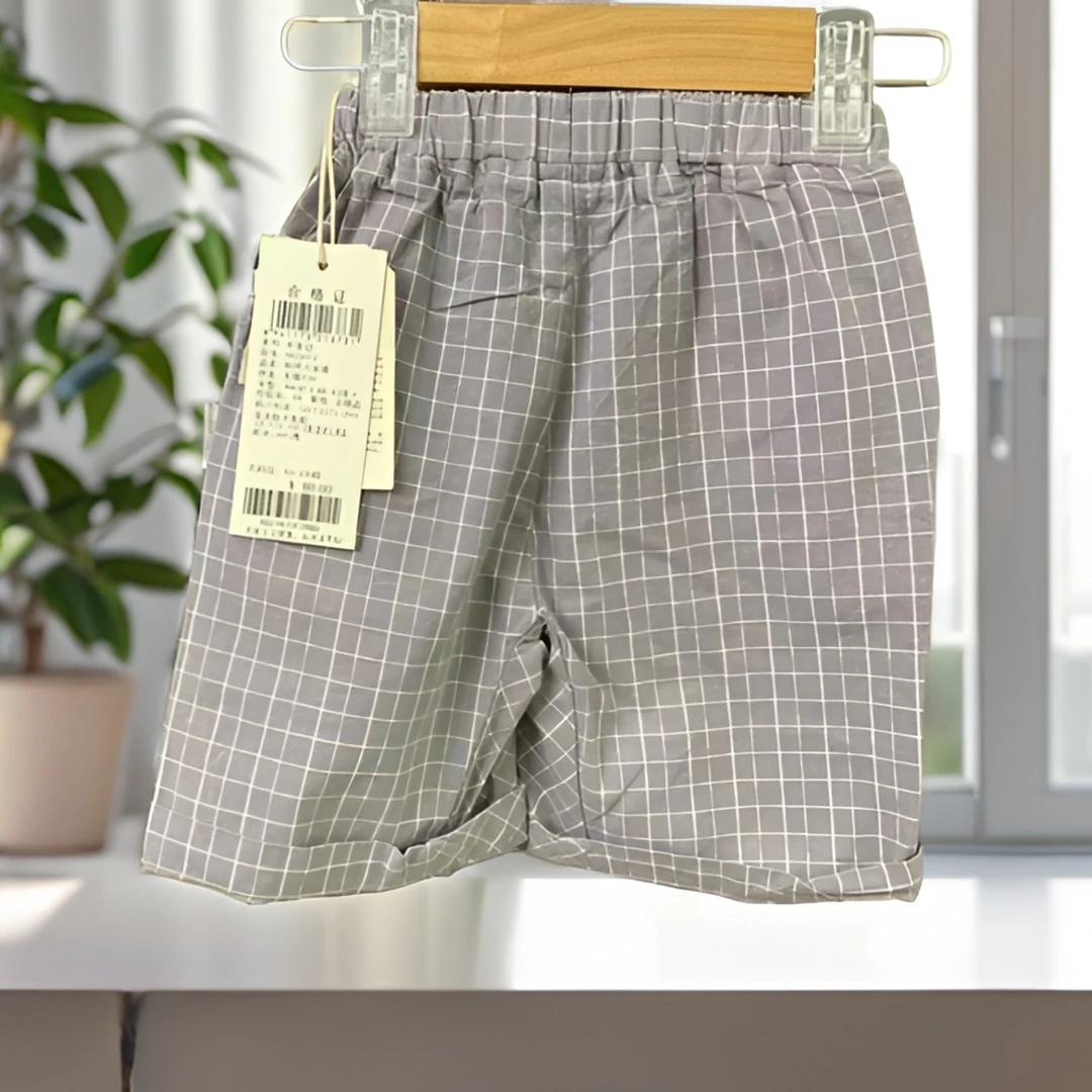 哎麻麻高品质9021971休闲格子中裤梭织六分裤时尚夏季透气舒适