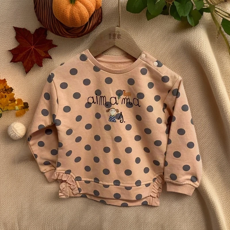 爱麻麻9032111反季宝宝衣服女童磨毛卫衣日韩森系棉麻风童装新款