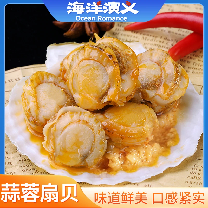 海洋演义 即食扇贝肉（蒜蓉味）500g/包*1包 出游零食