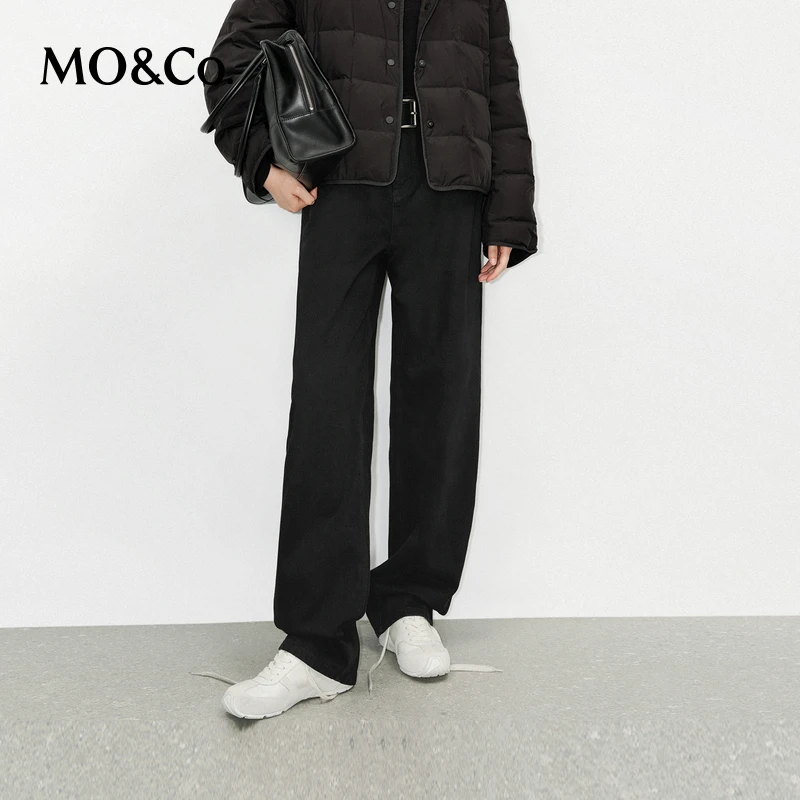 MOCO牛仔裤冬以黑套黑双倍染色高腰香蕉裤精裁MBD4JEN027