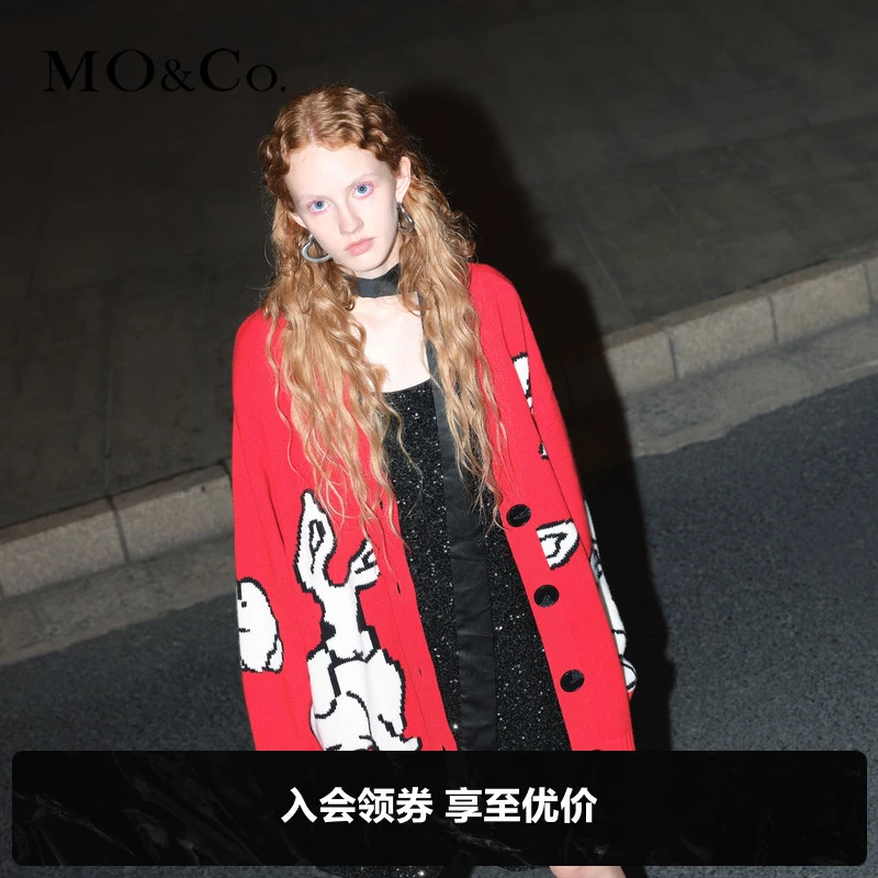【防寒】MOCO冬季兔年系列宽松毛衣外套开衫MBB4CAR032