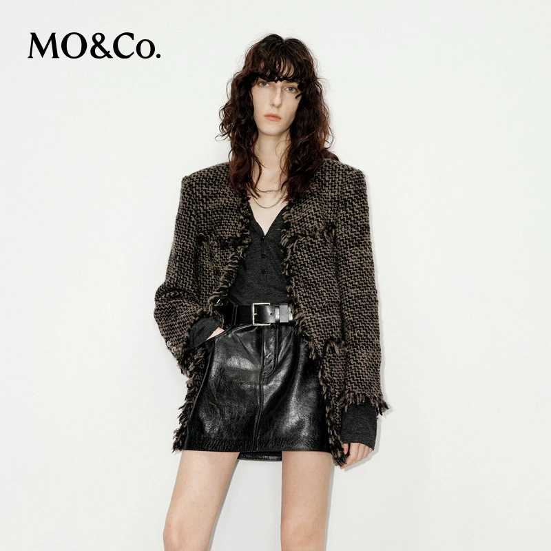 MOCO外套冬季重工编织花式呢拉毛MBD4COT046