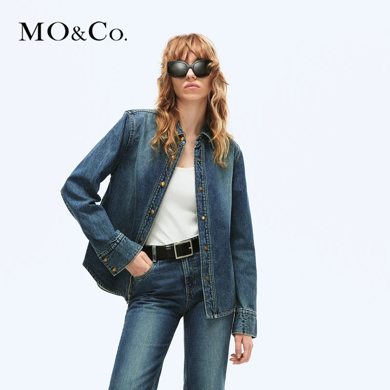 MOCO2024春新品重工磨擦色怀旧牛仔外套MBD1SHT027