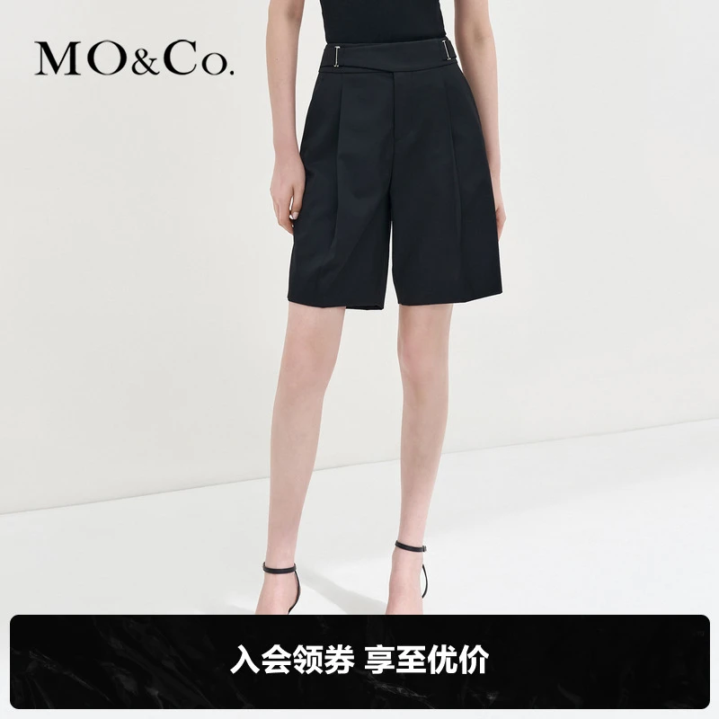 MOCO夏防晒高腰压褶休闲五分裤短裤西裤MBC2SOTT40