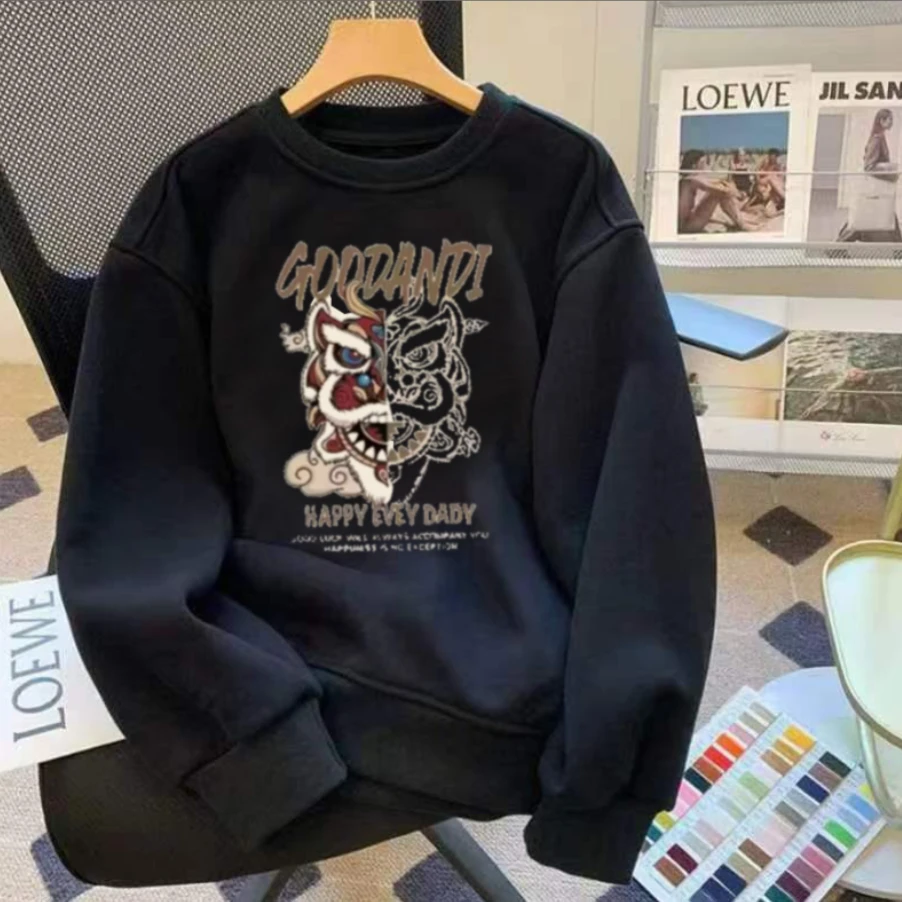 【秋上新】春秋款卫衣男女同款潮牌帅气印花情侣装卫衣宽松圆领上衣