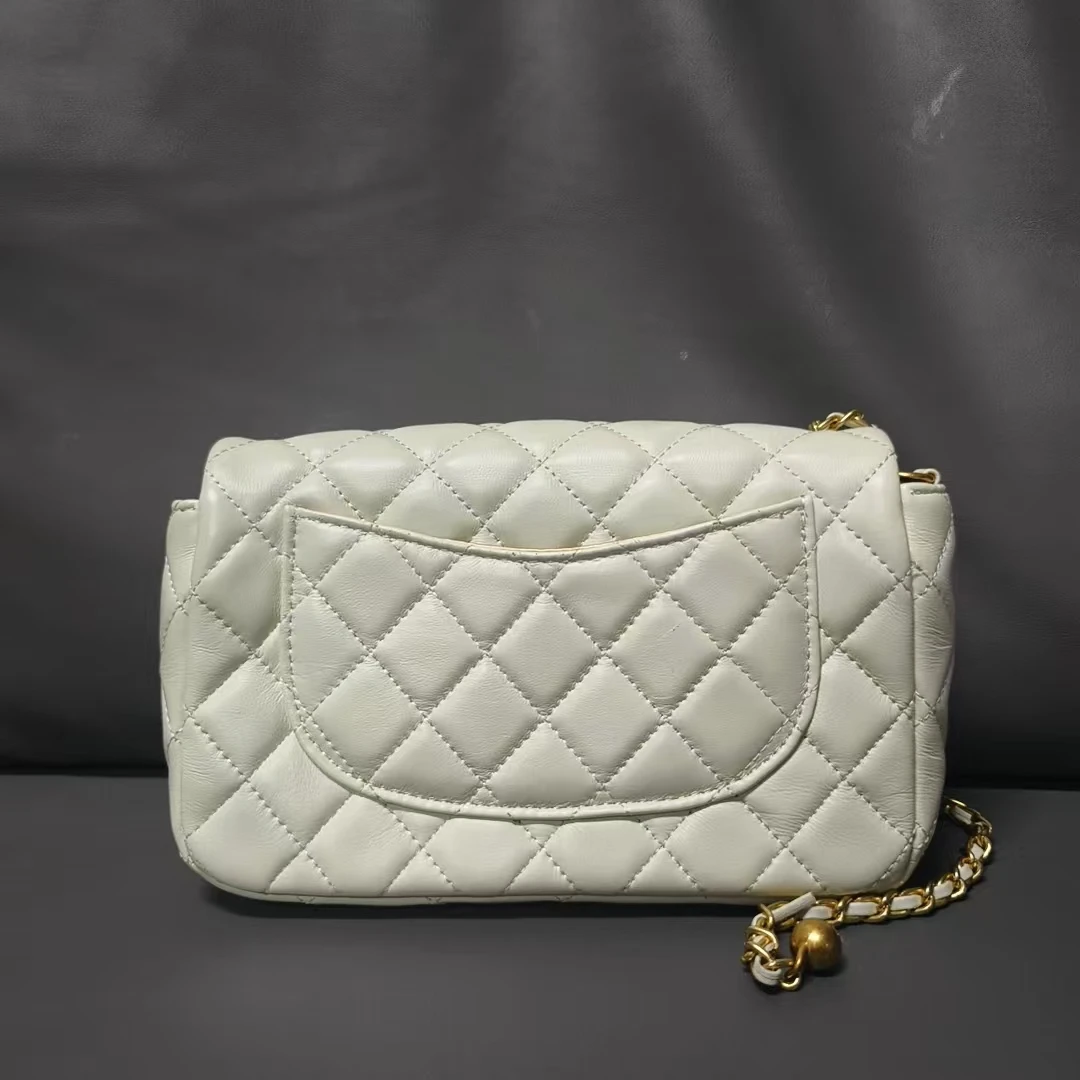 时尚手工真皮女包真皮包 链条包 10398 白色