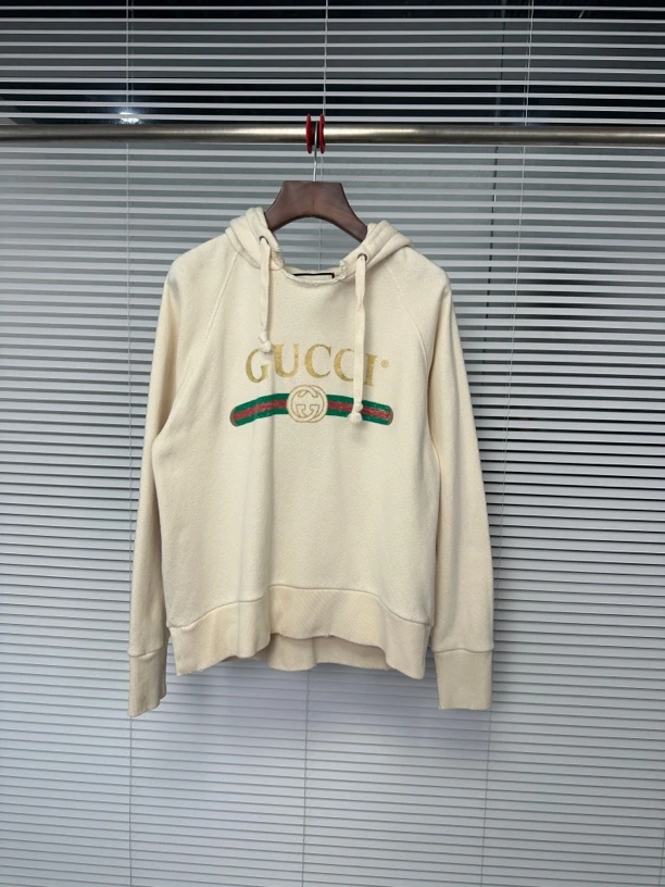 99新 gucci古驰 SS23 腰带logo背后植绒石像 连帽卫衣 XS码 aw893