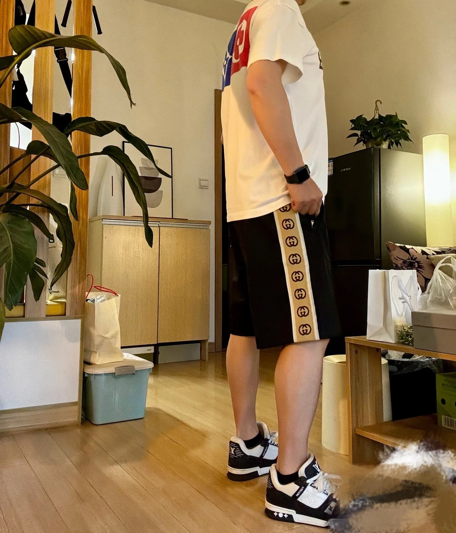 99新 Gucci 古驰 3M反光短裤 侧边针织logo M码 公价8.2k ko803