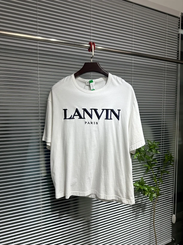 99新 Lanvin 浪凡 刺绣logo 短袖 白色 L码 工价4k ko706