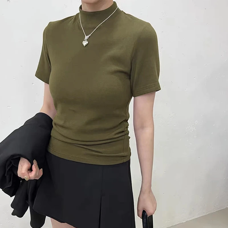 1816款短袖弹力小高领打底衫街头