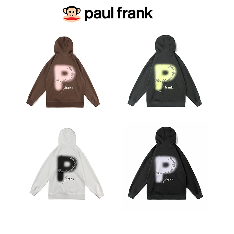 paul frank/大嘴猴2023秋季新款宽松百搭字母印花长袖连帽卫衣