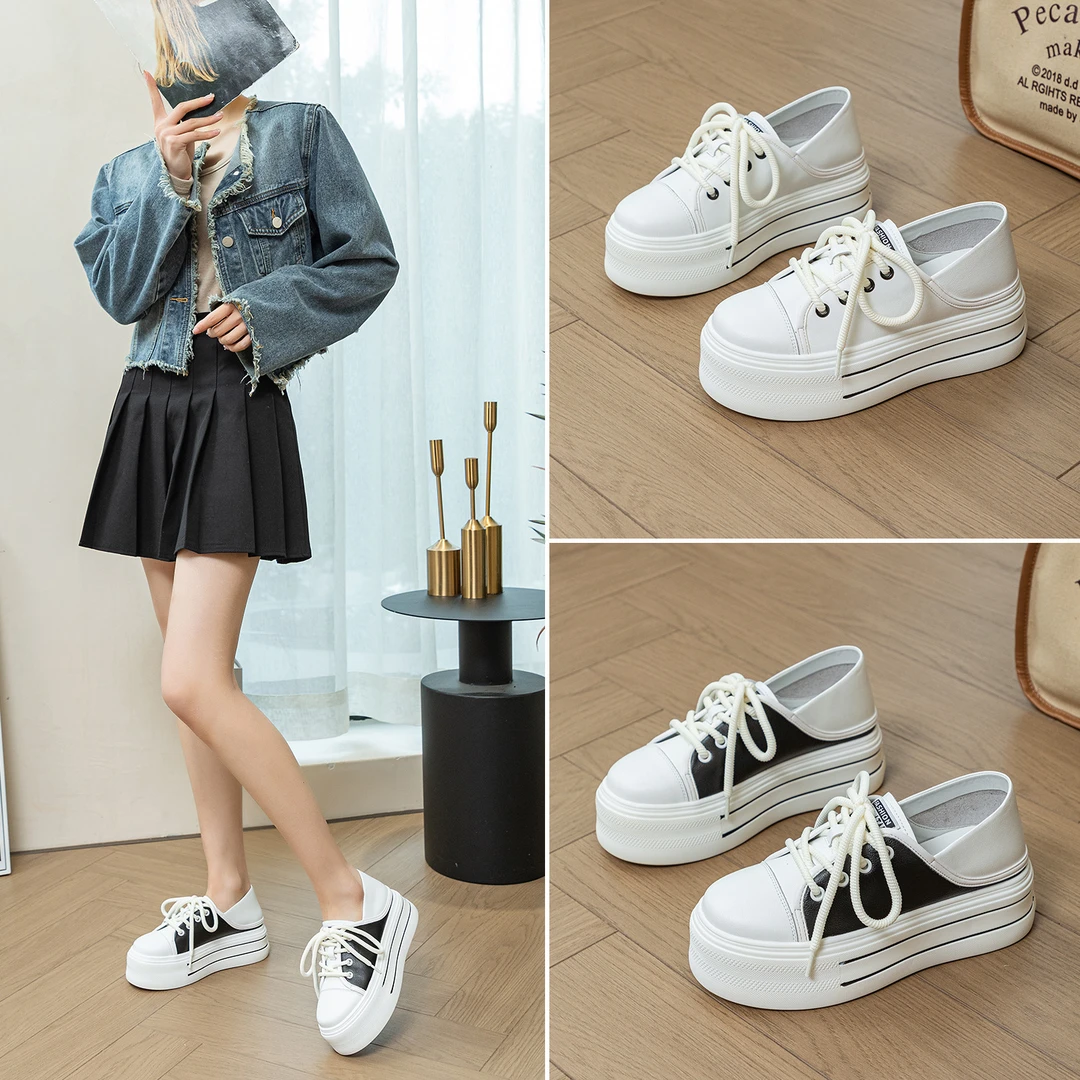 2025秋季新款小白鞋中跟韩版增高鞋女小个子时尚运动休闲鞋松糕鞋