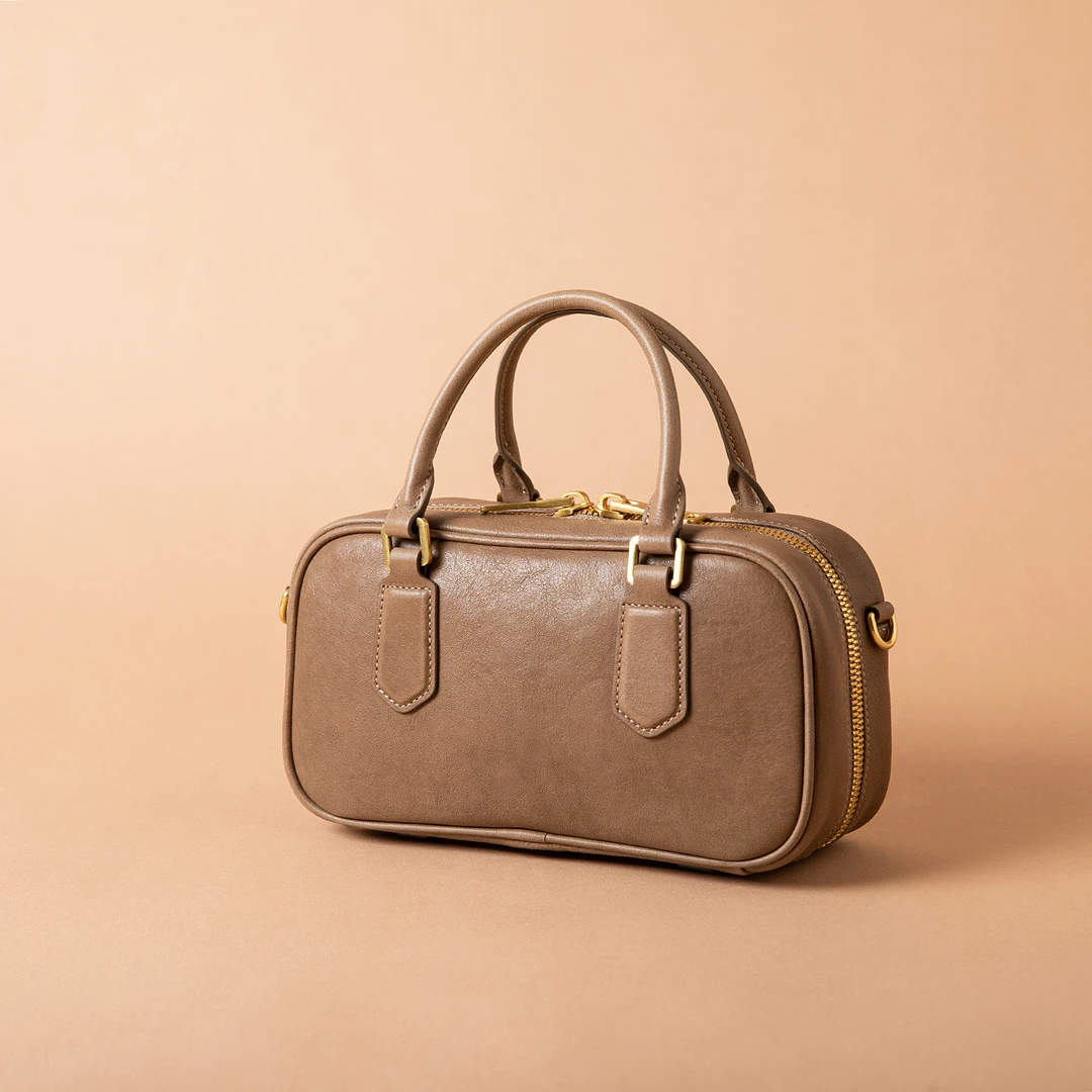 素创【金辰】植鞣头层牛皮手提包ZR30099