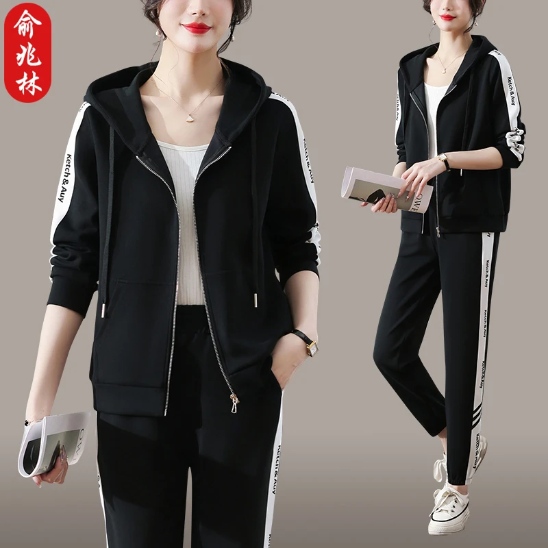 俞兆林中年妈妈春装休闲运动套装时尚韩版中老年春秋外套女两件套