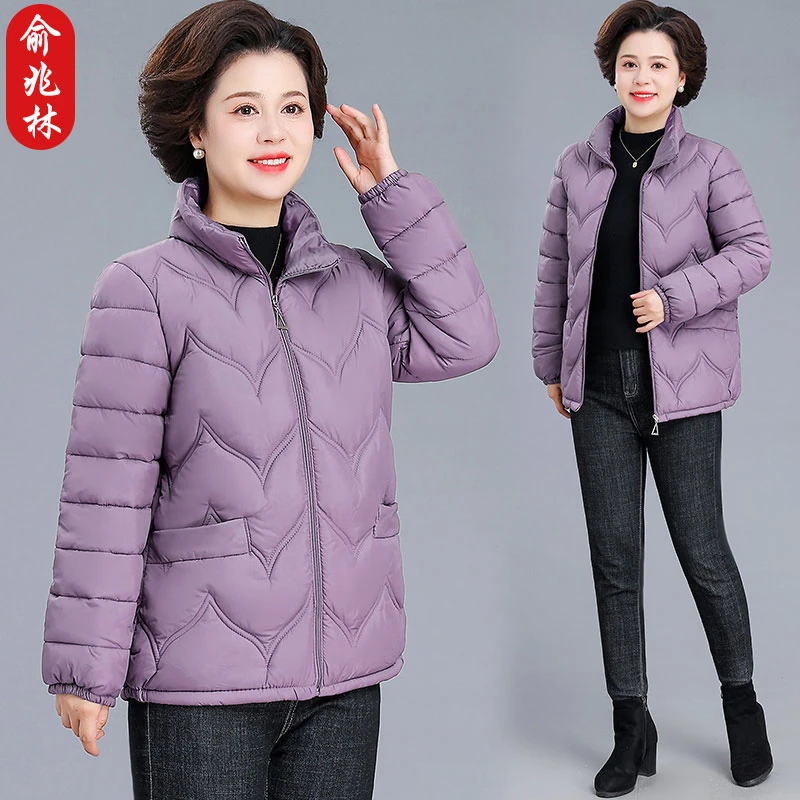 俞兆林冬季女士新款棉服妈妈轻薄棉衣中老年妈妈羽绒棉服保暖外套