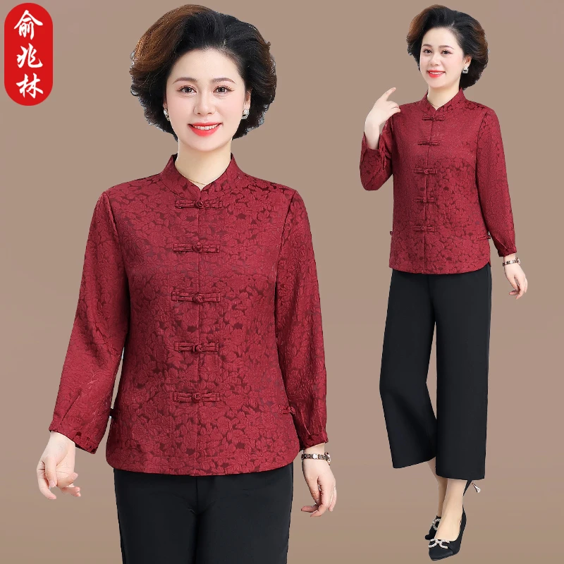 俞兆林妈妈装春秋季时尚中国风套装中老年女秋装中式上衣婚宴礼服