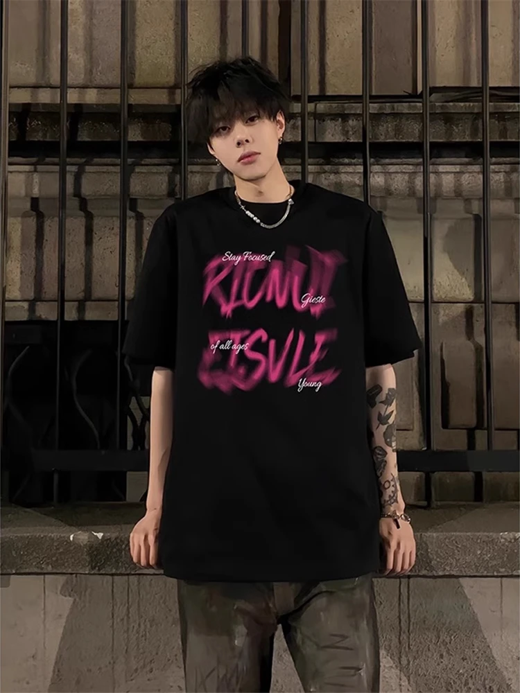 【重磅纯棉】夏季半袖高街宽松个性港风街头美式潮流新款男短袖T恤