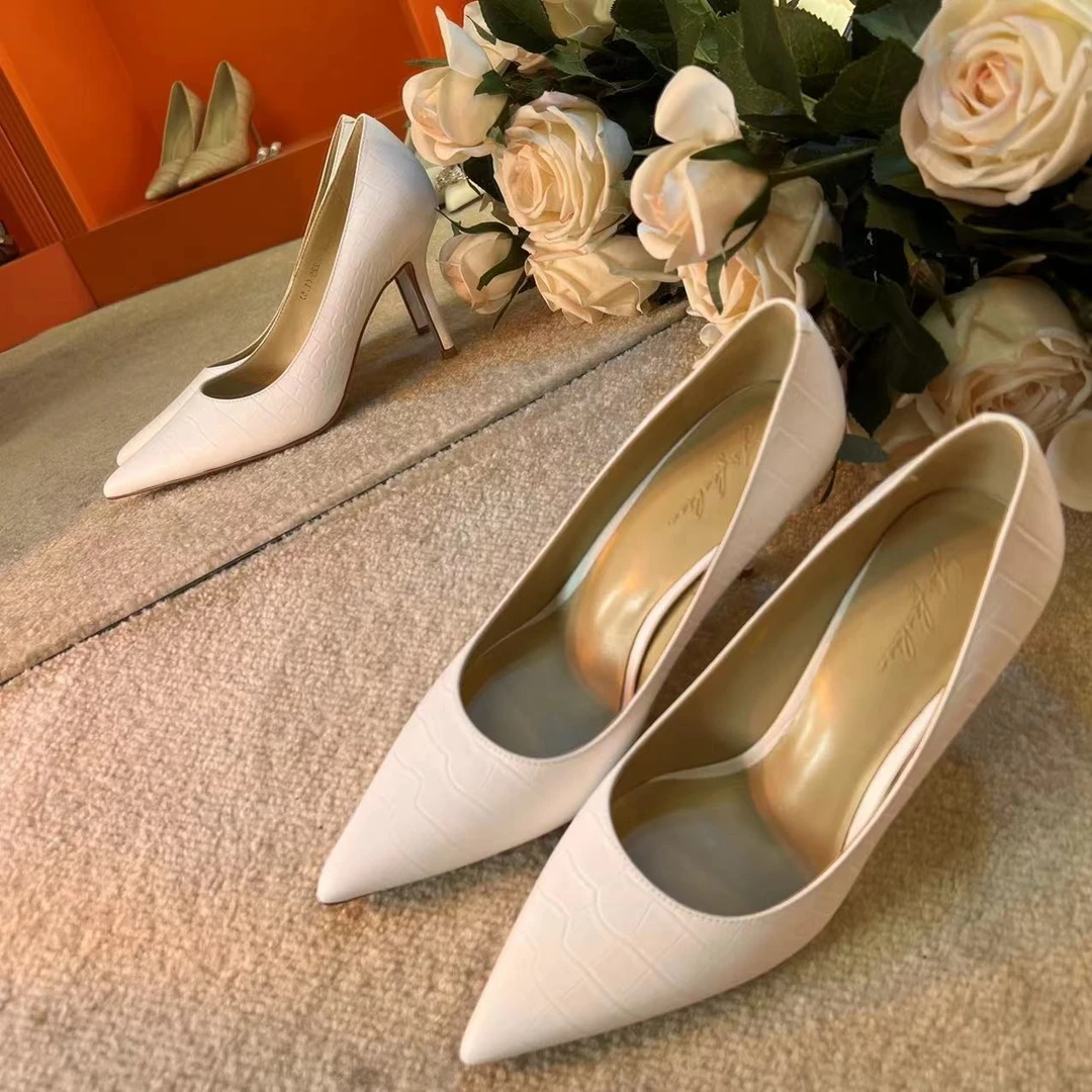 【Yi fashion】高级定制石头纹纯色单鞋高跟鞋 2298-F1