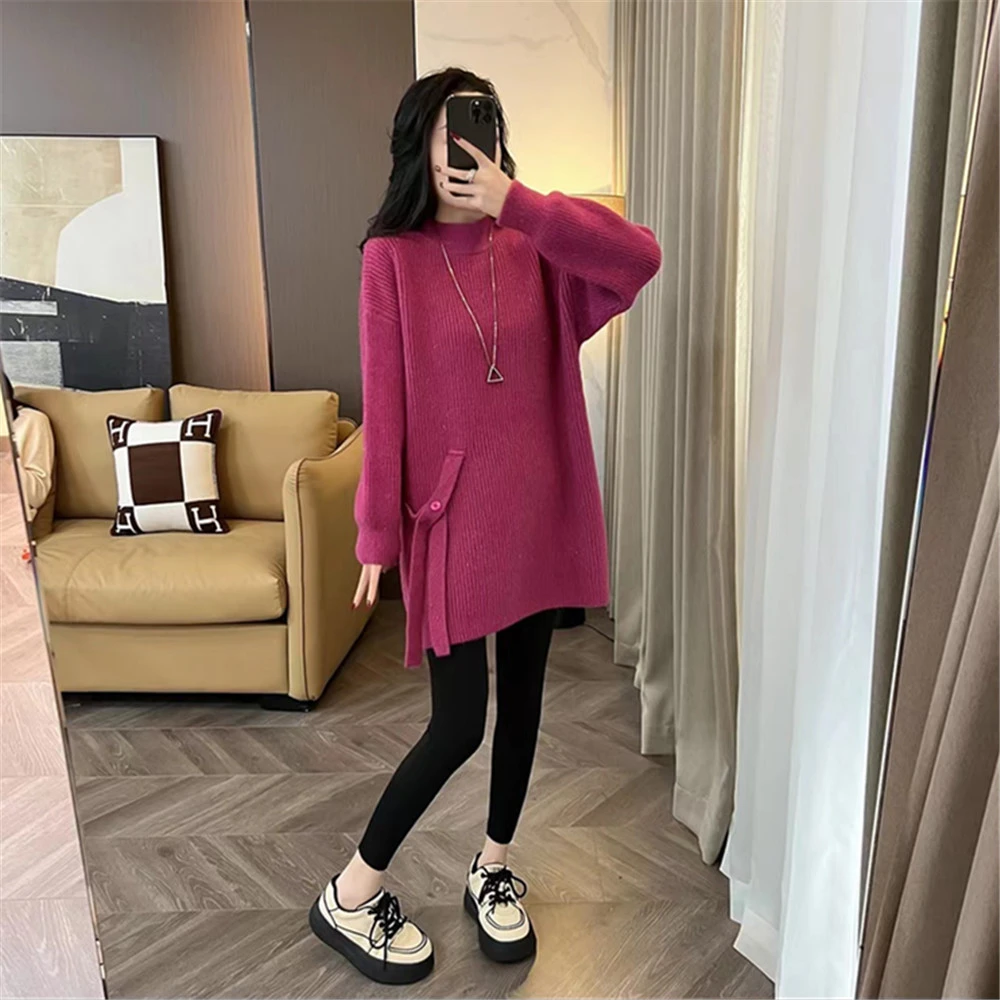 2025春秋新款中长亮丝毛衣女新款爆款慵懒风宽松时尚洋气针织衫女