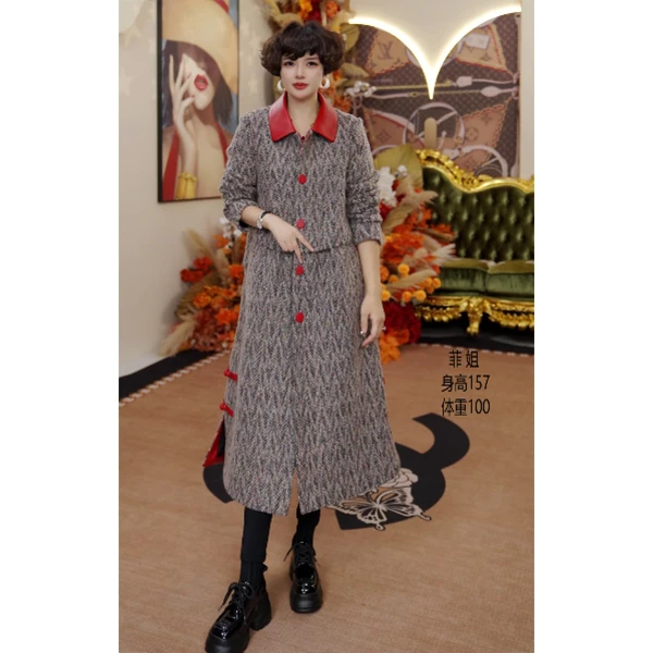 FJ  2753-H  菲姐时尚气质复古中长款女士宽松大衣