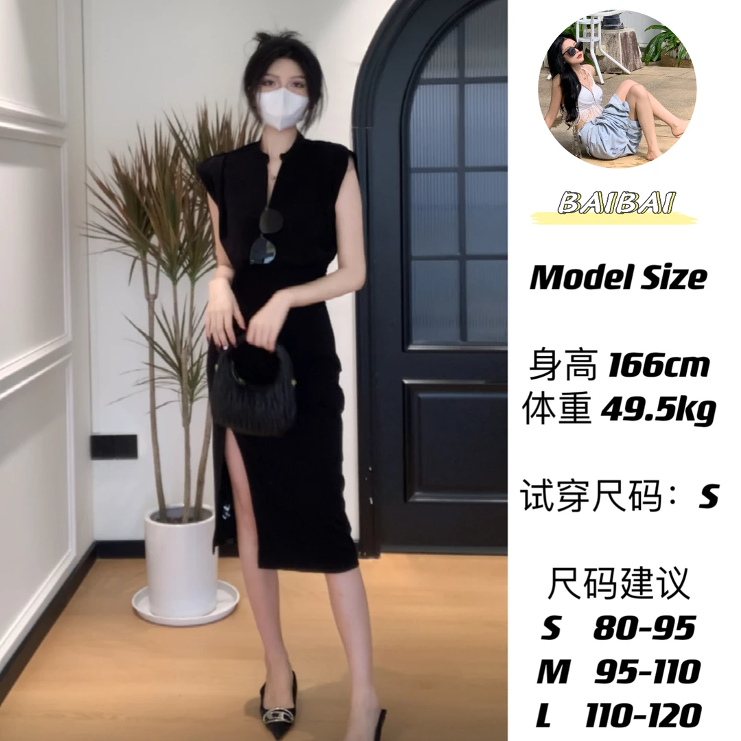 【黄一白One White】“御风而来”气质连衣裙显瘦时尚夏季黑色欧若风
