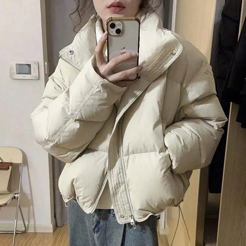 波士顿韩版小个子糖果色90白鸭绒羽绒服女短款2023新款立领加厚韩