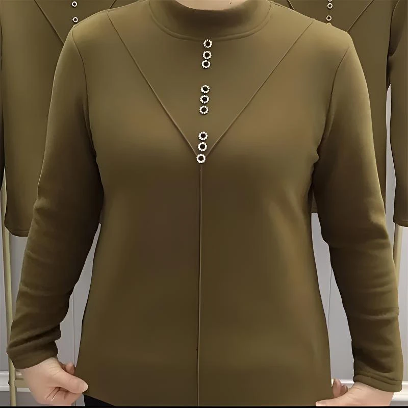 双面自发热德绒新款半高领保暖衣妈妈冬天衣时尚内外搭中老年女装