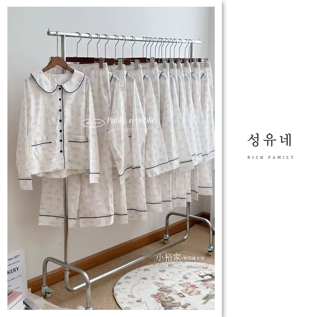 《博主-同款》爆款小猫咪/韩国pb品牌正品/小裕家/女长袖睡衣/696