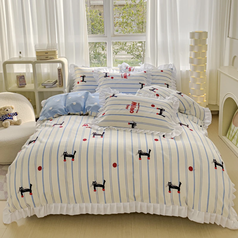 床上用品花边小清新公主风韩版学生宿舍单人双面印花四件套工厂