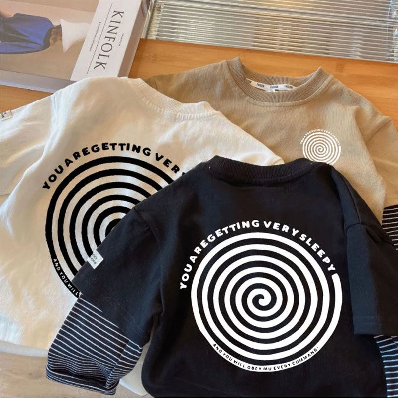 纯棉男童t恤长袖假两件2023新款儿童打底衫春秋小童上衣宝宝秋装