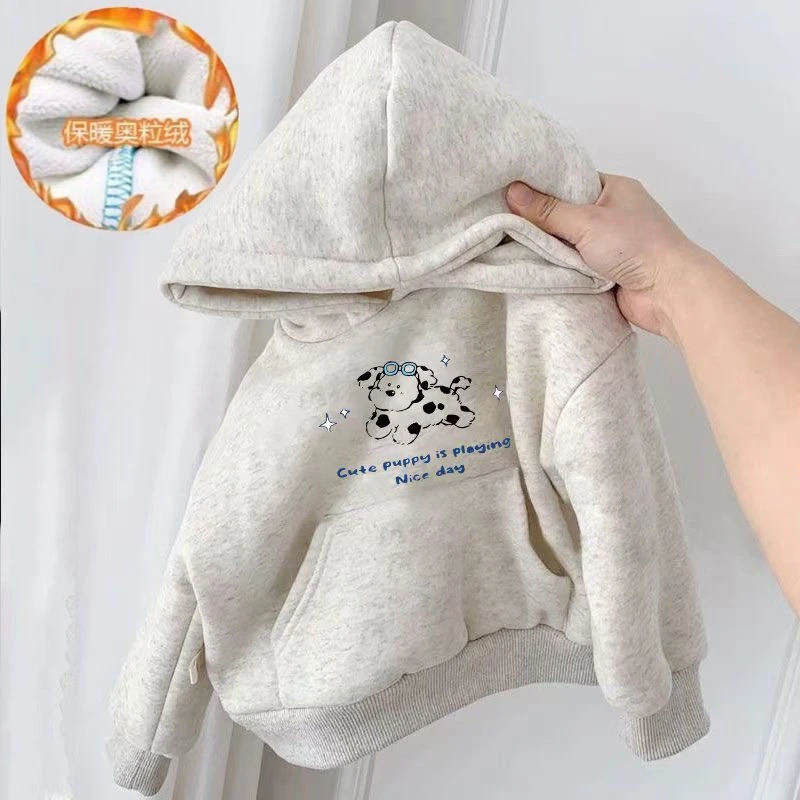童装男童连帽儿童卫衣加绒2024女童秋冬新款卡通加厚宝宝上衣外套