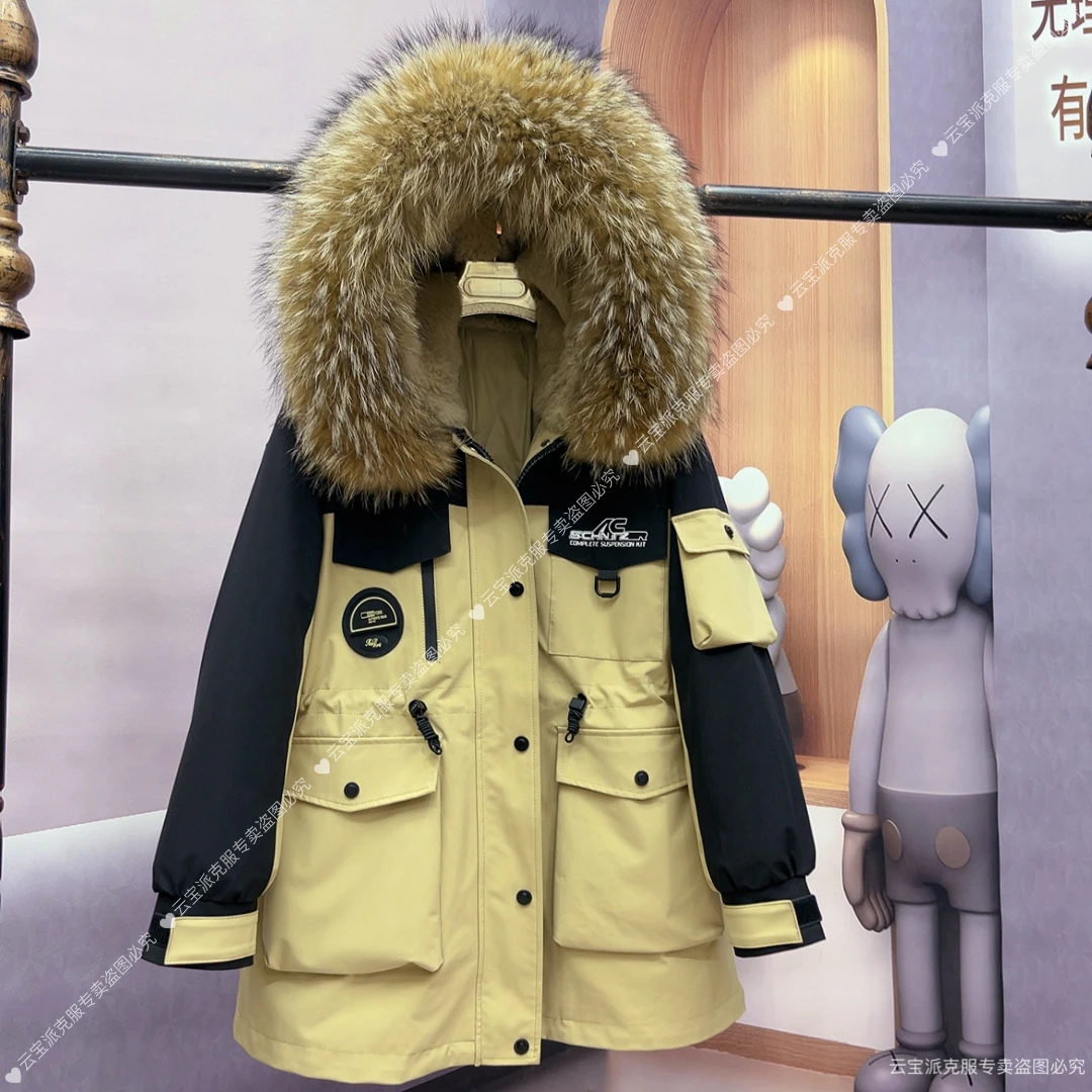 双层内胆新款工装百搭时尚厚款中长款女士外套秋冬季休闲派克服