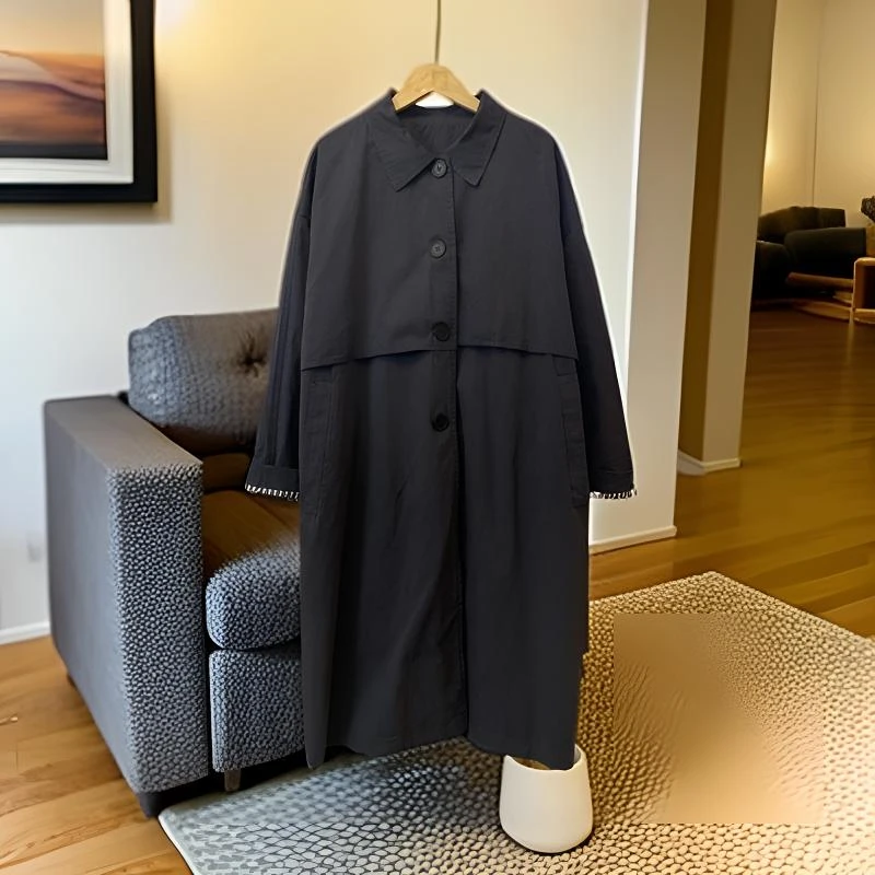 秋季韩版宽松休闲百搭显瘦长袖气质中长款风衣