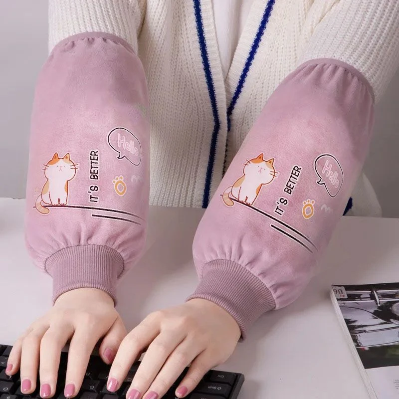 新款家用袖套秋冬季女工作上班学生护袖网红卡通套袖防油防污保暖