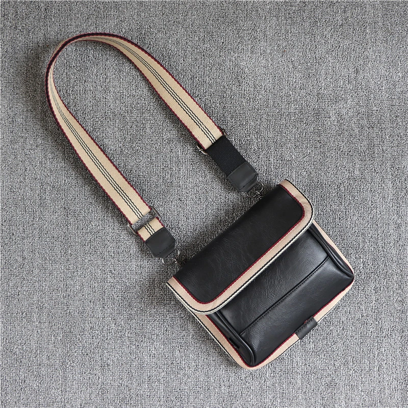 threebox男包新款潮青年皮质单肩包方形斜挎包休闲百搭户外小背包